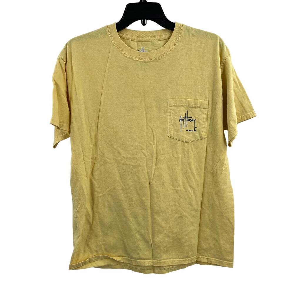 Guy Harvey Yellow Short Sleeve Tee Back Print Medium